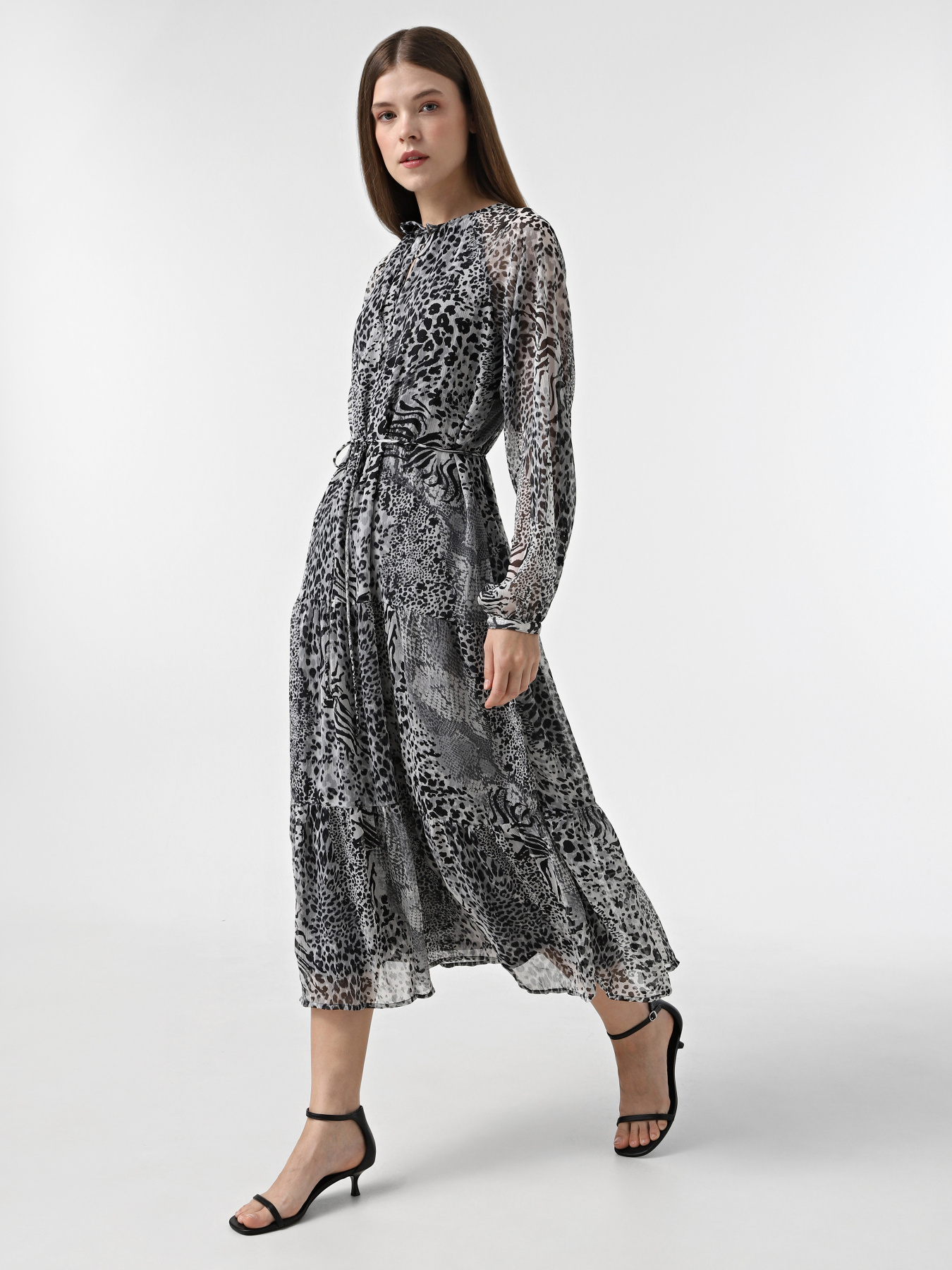 Платье миди Only модель 15329223_Gray Violet Ranch animal Фото