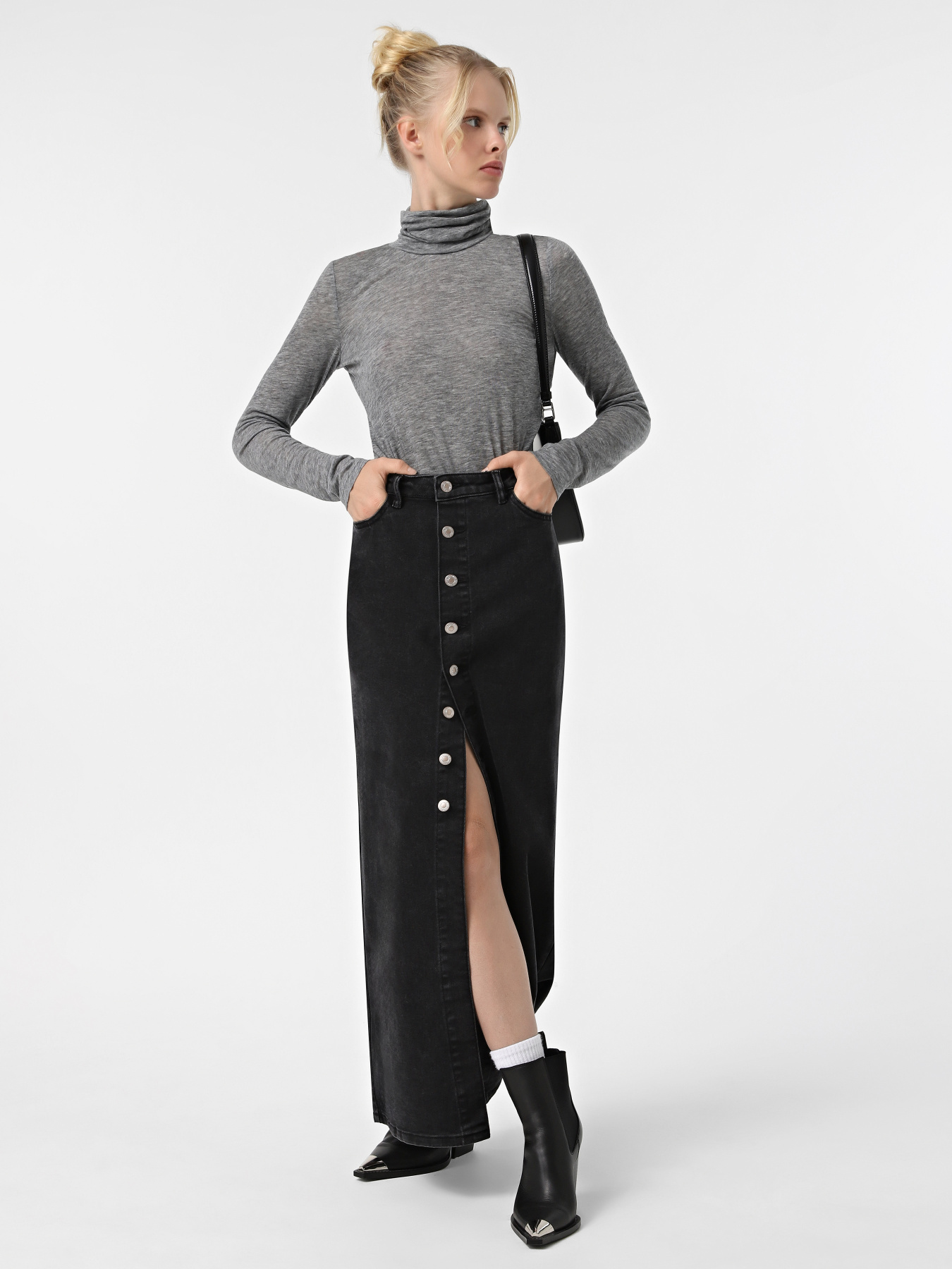 Джинсовая юбка Only модель 15325358_Washed Black Фото