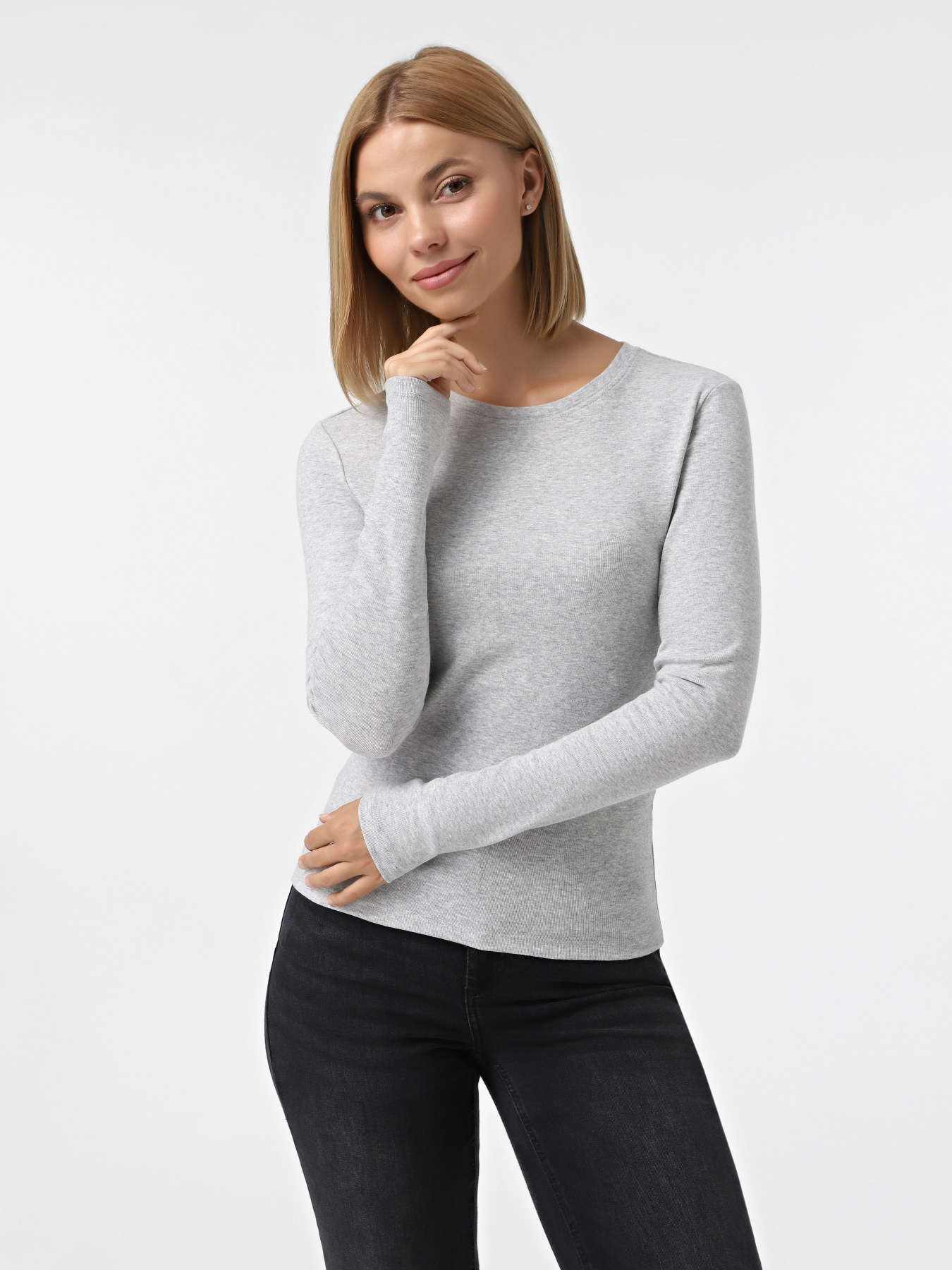 Лонгслив Only модель 15323159_Light Grey Melange Фото