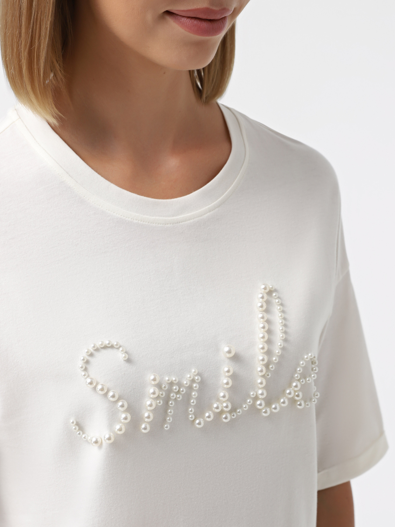 Футболка Only модель 15330982_Cloud Dancer Smile Фото