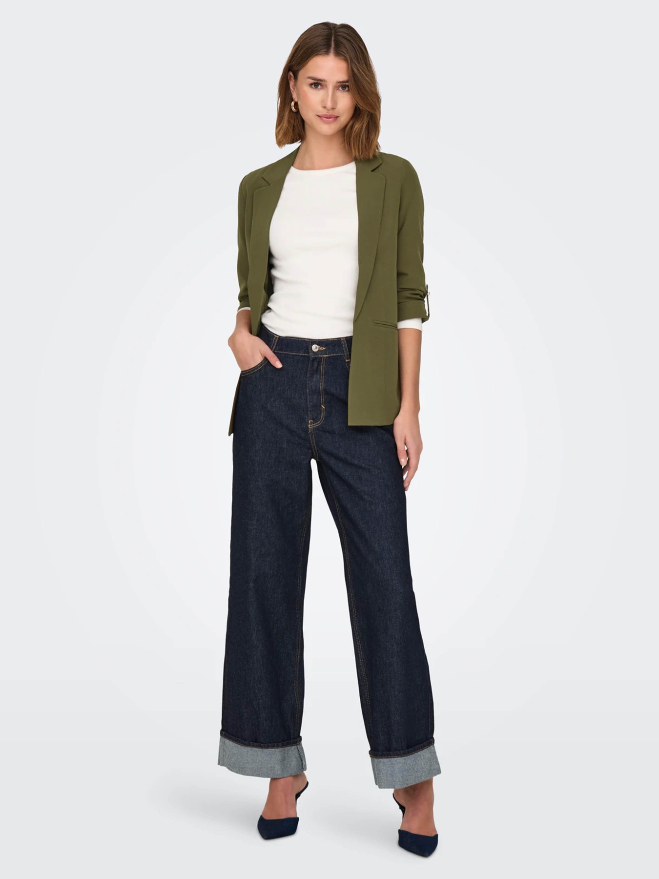 Широкі джинси Only модель 15347095_Dark Blue Denim RINSE Фото