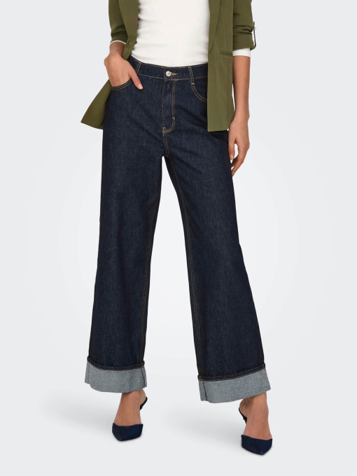 Широкие джинсы Only модель 15347095_Dark Blue Denim RINSE Фото