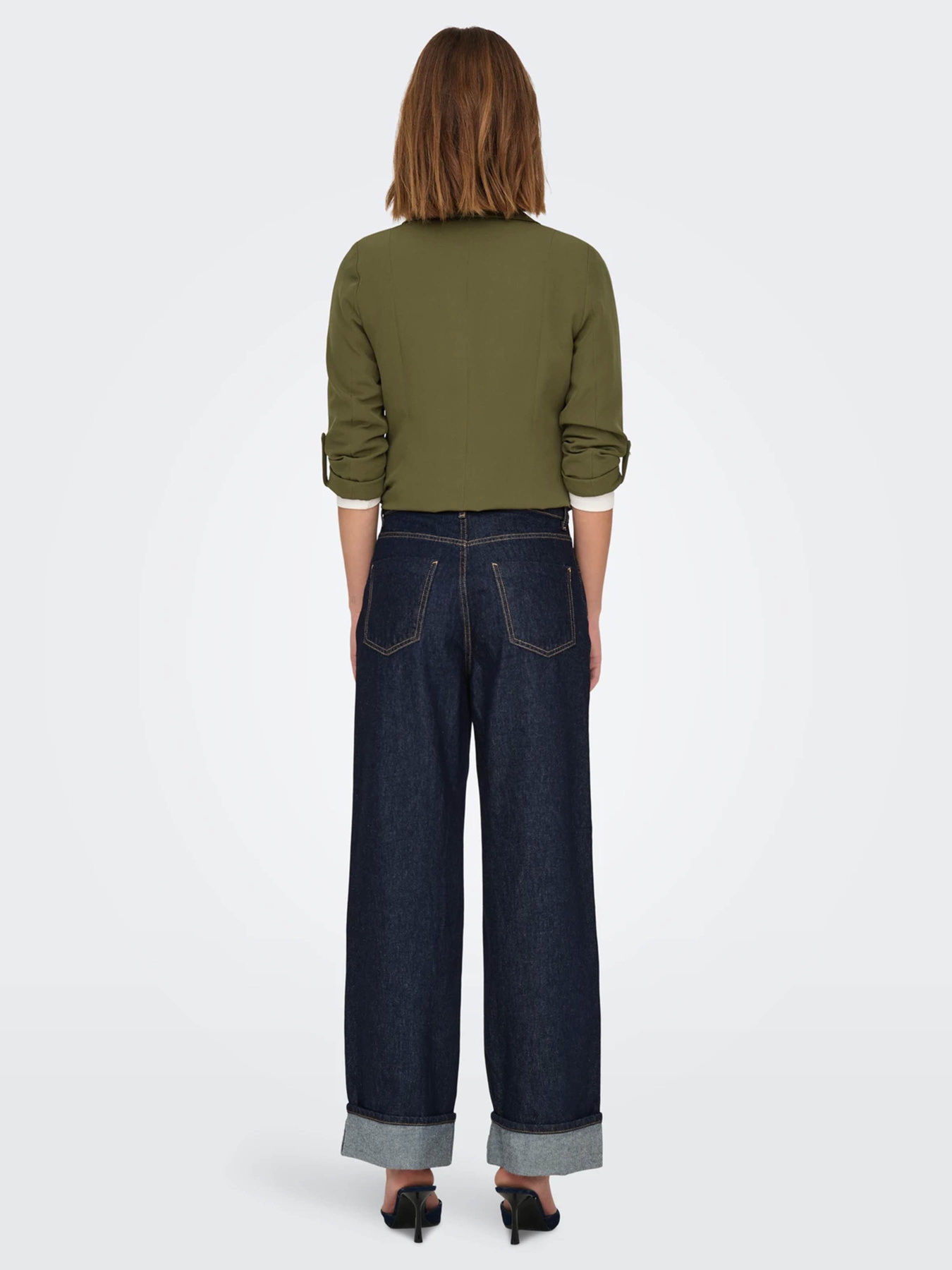 Широкие джинсы Only модель 15347095_Dark Blue Denim RINSE Фото