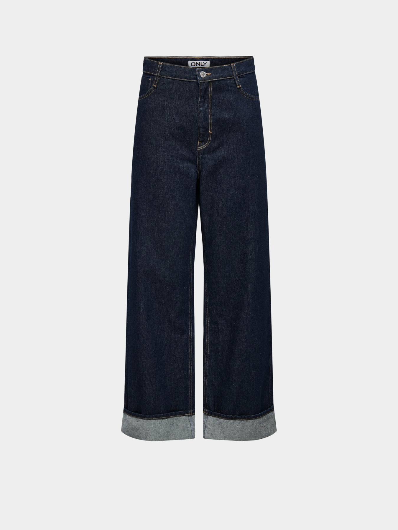 Широкие джинсы Only модель 15347095_Dark Blue Denim RINSE Фото