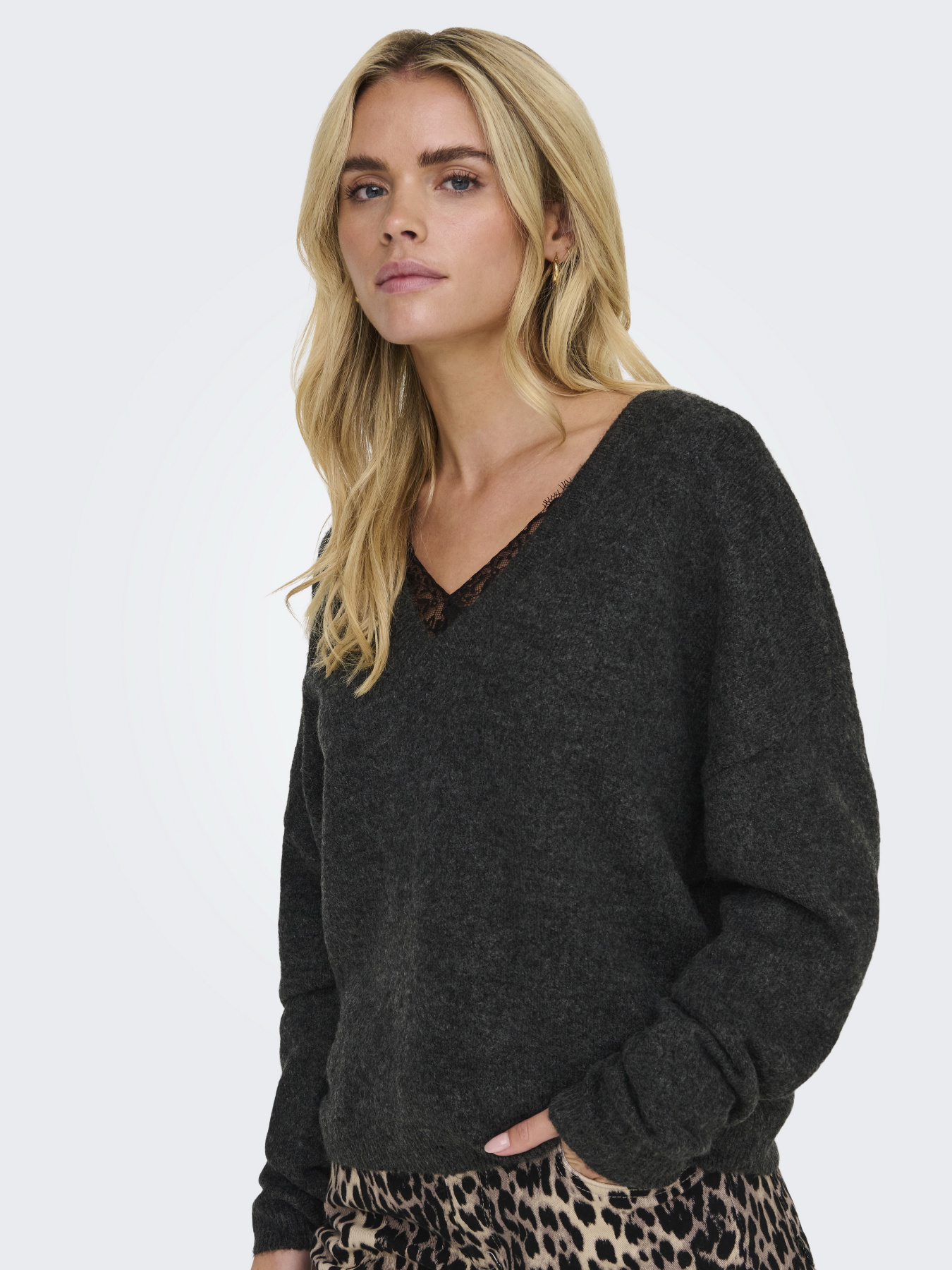 Джемпер Only модель 15329229_Dark Grey Melange Black la Фото