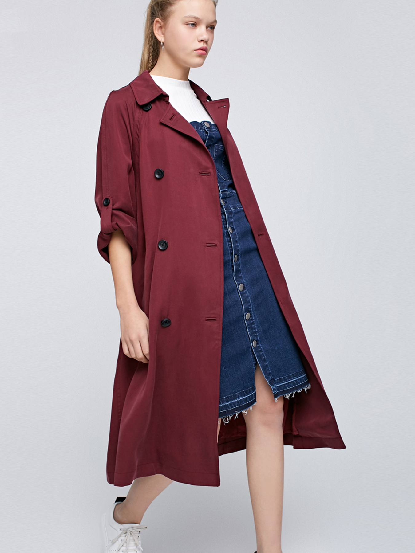 Плащ Only модель 117136517E15_бордовий Фото