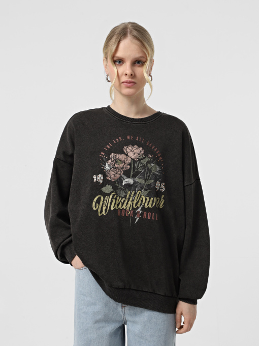 Свитшот Only модель 15337228_Black Wildflower winter Фото