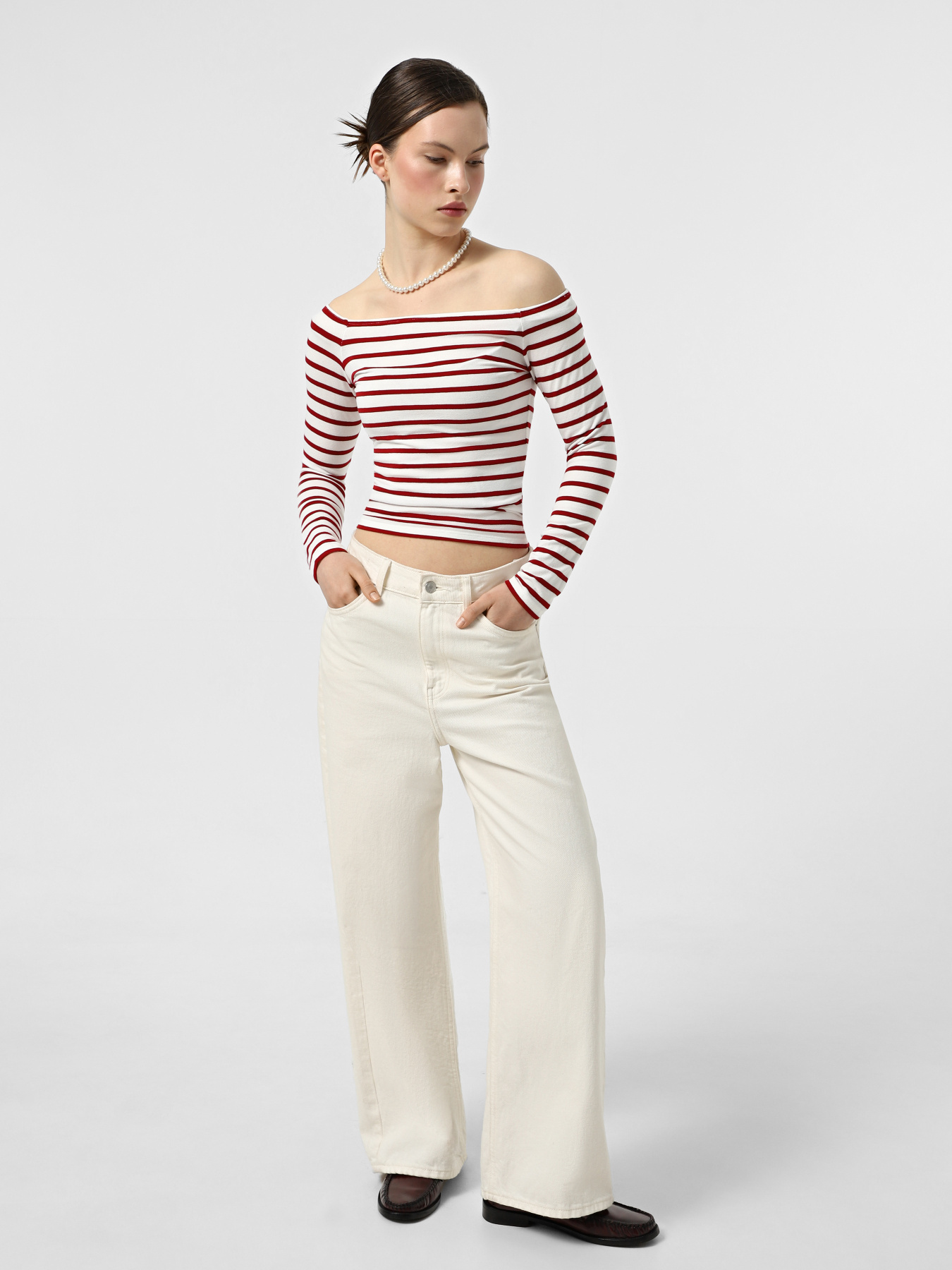 Лонгслив Only модель 15339763_Cloud Dancer Mars red Фото