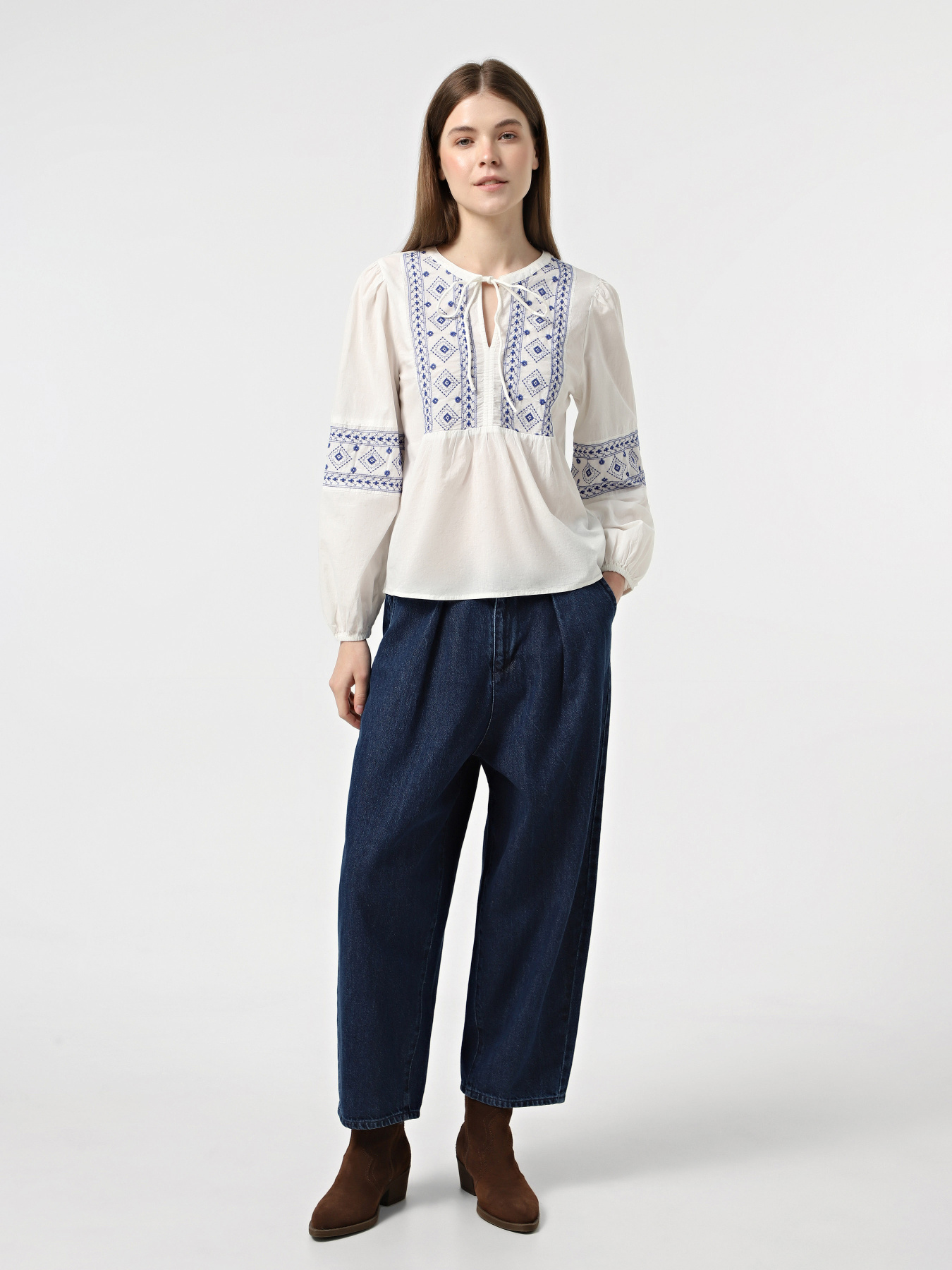 Вишита сорочка JDY модель 15345478_Cloud Dancer BLUE EMBROIDE Вишита сорочка JDY модель 15345478_Cloud Dancer BLUE EMBROIDE Фото