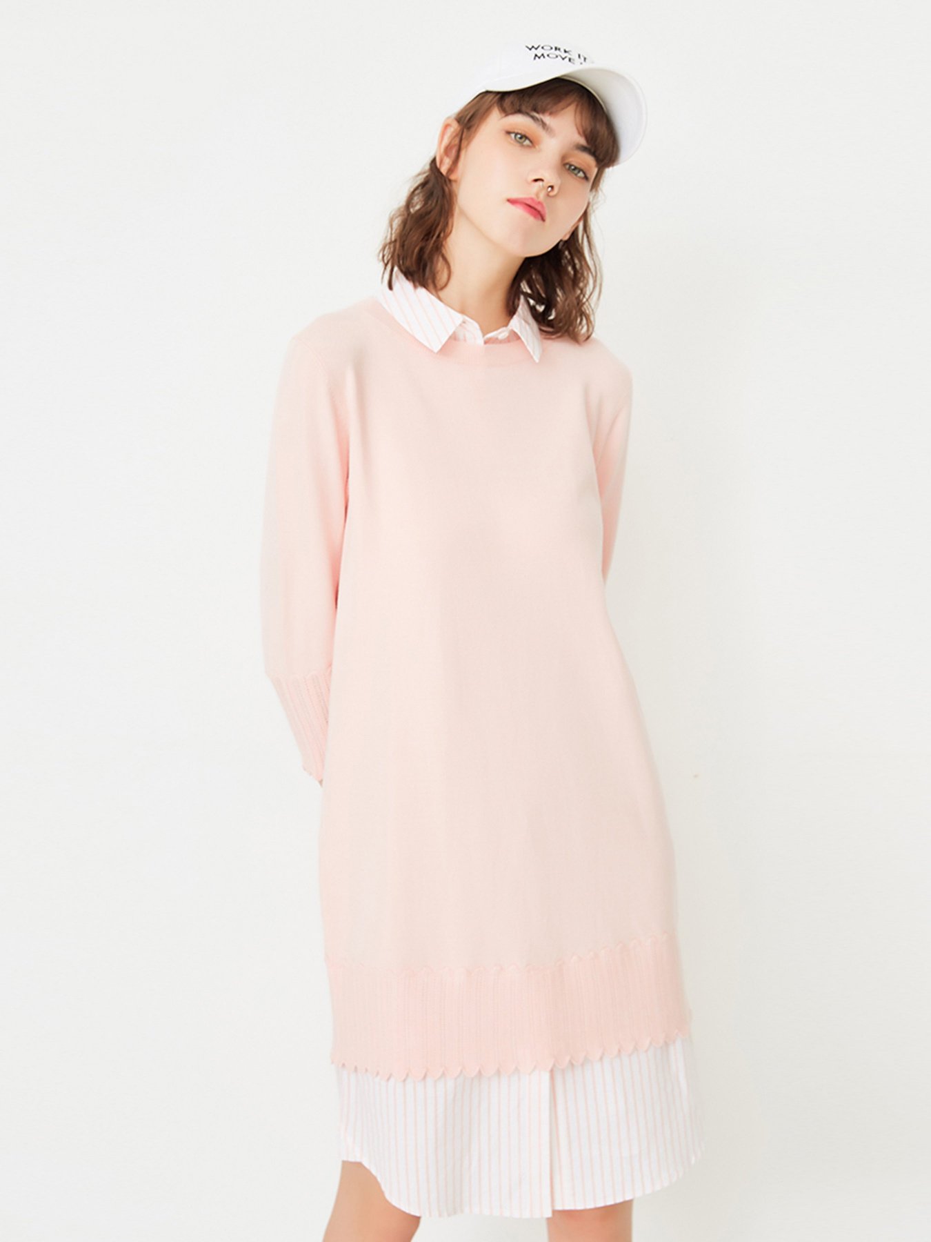 Сукня міді Only модель 117146504A13_с.рожевий з білим Фото