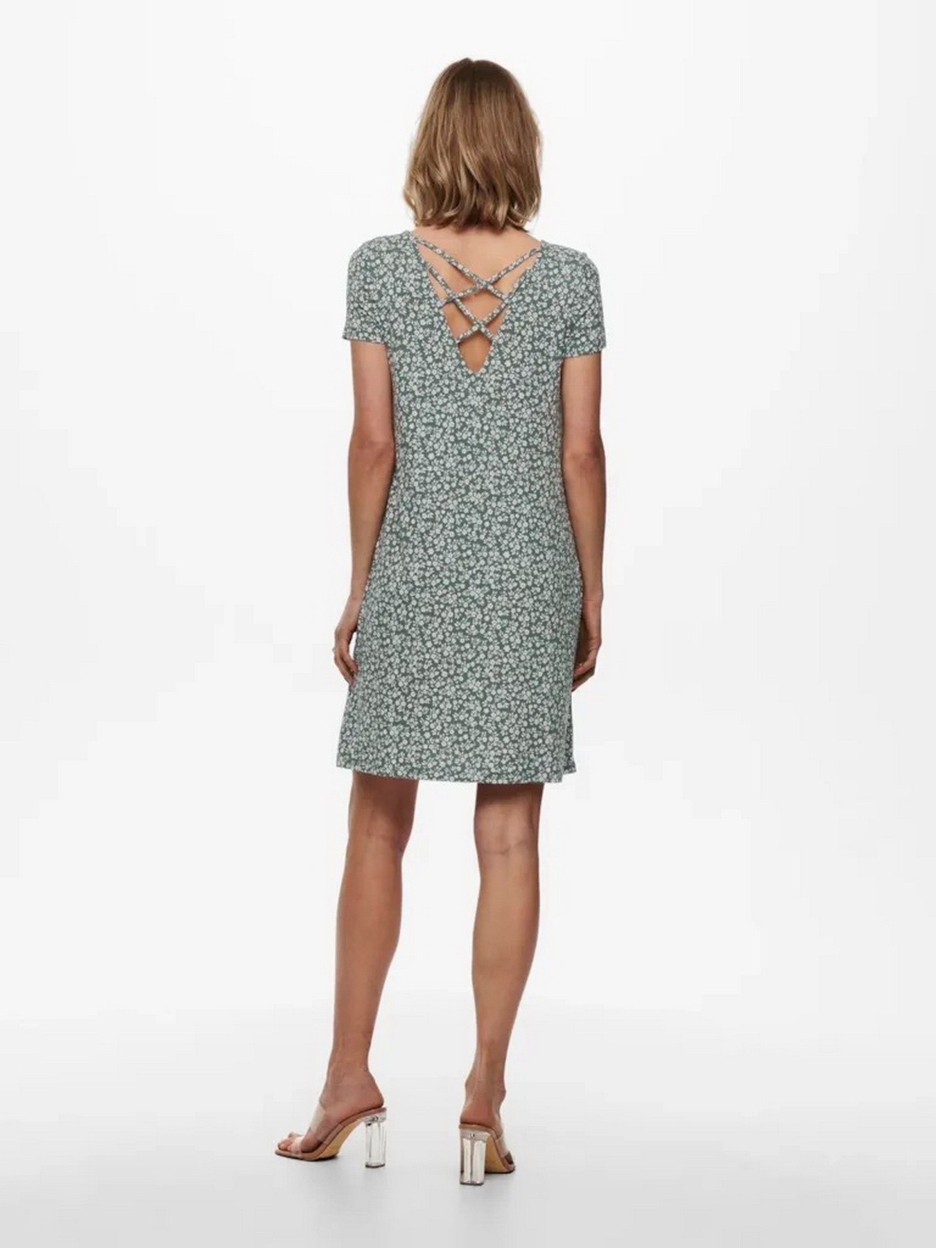 Платье мини Only модель 15131237_Balsam Green WHITE FLOWERS Фото