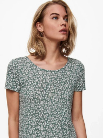 Платье мини Only модель 15131237_Balsam Green WHITE FLOWERS Фото