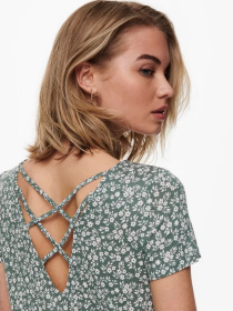 Платье мини Only модель 15131237_Balsam Green WHITE FLOWERS Фото