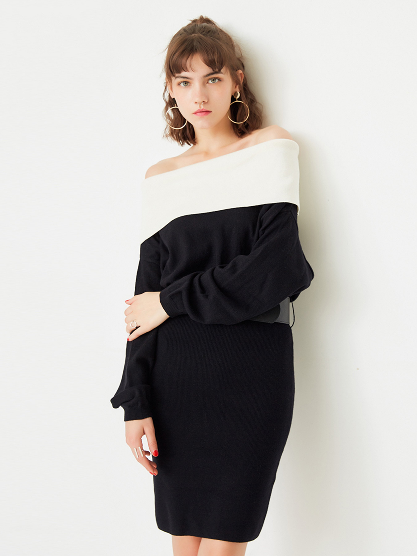 Сукня міді Only модель 117146509E40_чорний з білим Фото