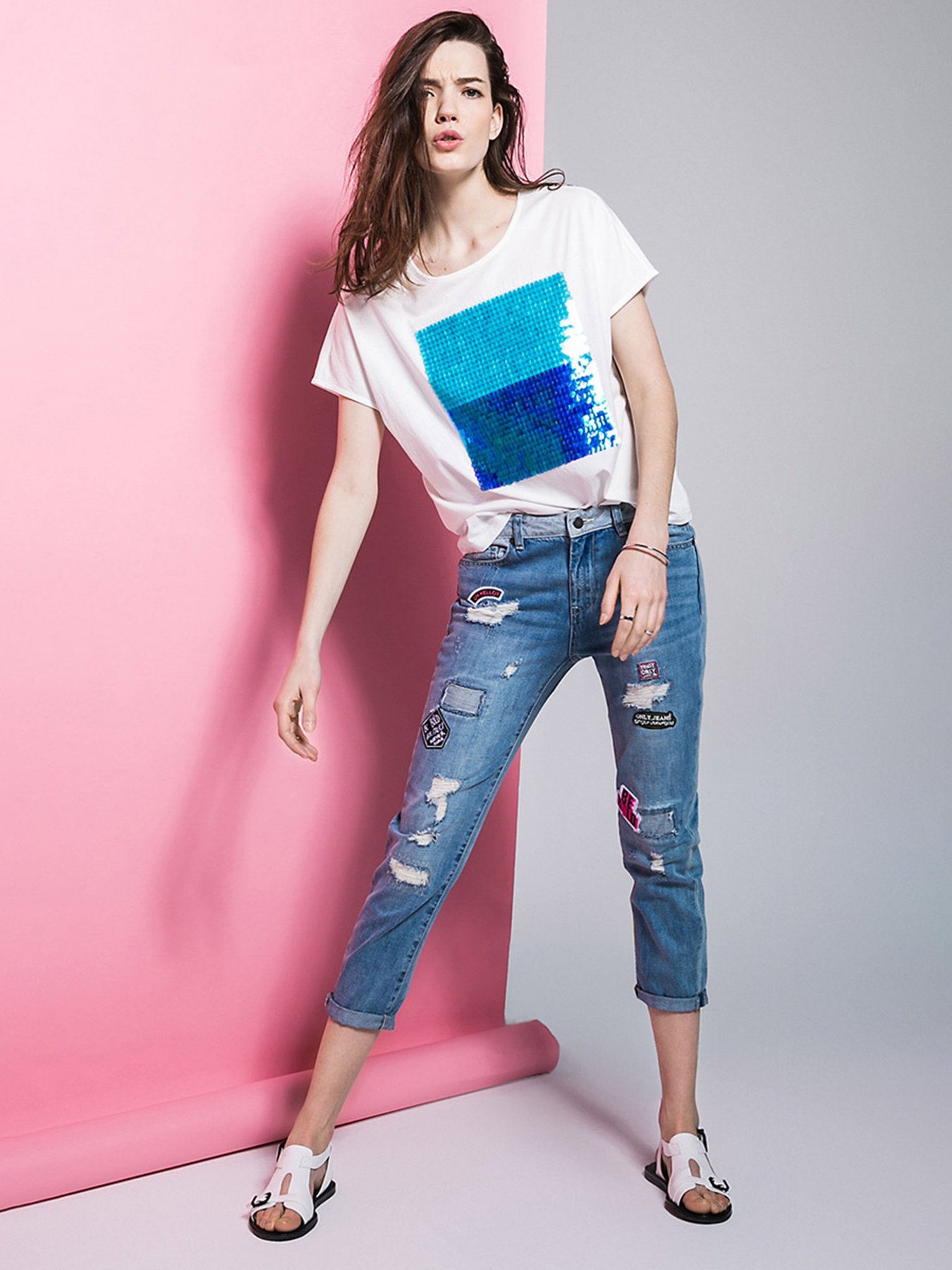 Зауженные джинсы Only модель 116132064968_с.синій комб. Фото