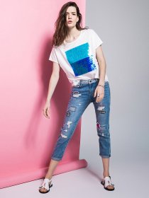 Зауженные джинсы Only модель 116132064968_с.синій комб. Фото