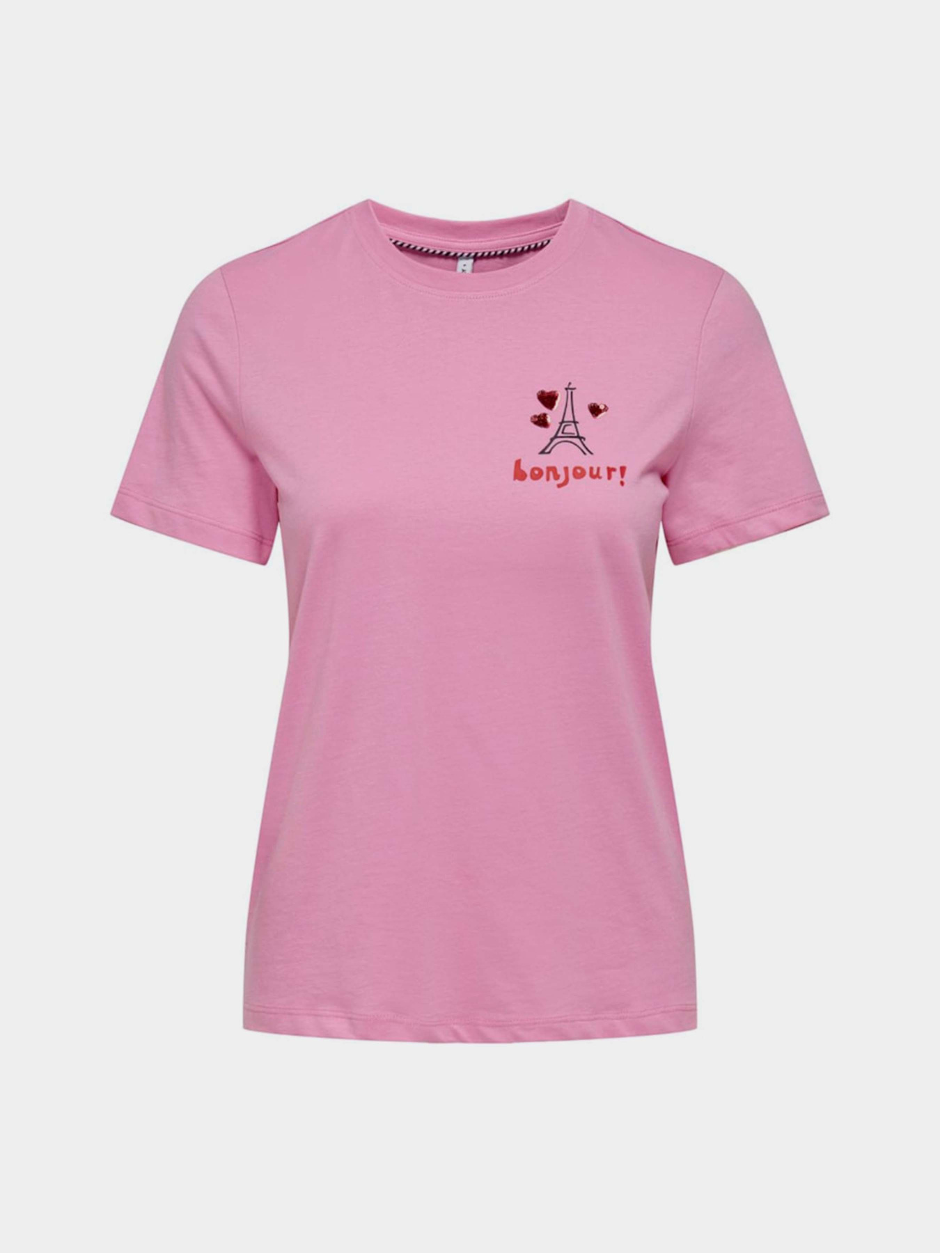 Футболка Only модель 15316574_Begonia Pink Bonjour Футболка Only модель 15316574_Begonia Pink Bonjour Фото