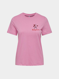 Футболка Only модель 15316574_Begonia Pink Bonjour Футболка Only модель 15316574_Begonia Pink Bonjour Фото