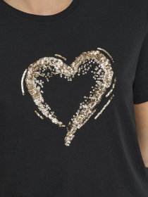 Футболка Only модель 15357554_Black W. sequins heart Фото