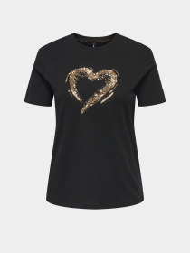 Футболка Only модель 15357554_Black W. sequins heart Фото