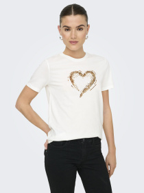 Футболка Only модель 15357554_Cloud Dancer W. sequins he Фото