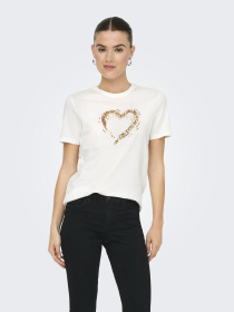 Футболка Only модель 15357554_Cloud Dancer W. sequins he Футболка Only модель 15357554_Cloud Dancer W. sequins he Фото