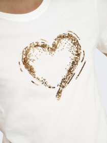 Футболка Only модель 15357554_Cloud Dancer W. sequins he Футболка Only модель 15357554_Cloud Dancer W. sequins he Фото