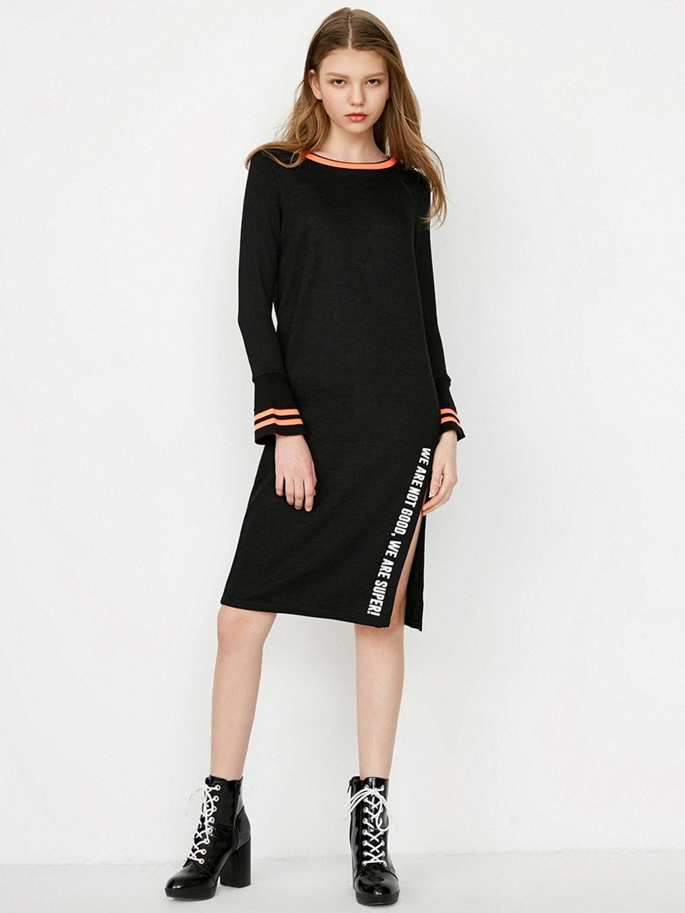 Сукня міді Only модель 117161504E40_чорний з кораловим Фото