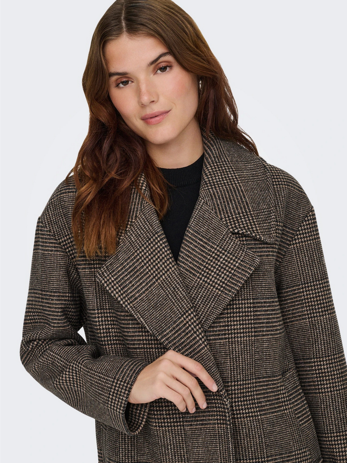 Пальто Only модель 15349086_Seal Brown Check Фото