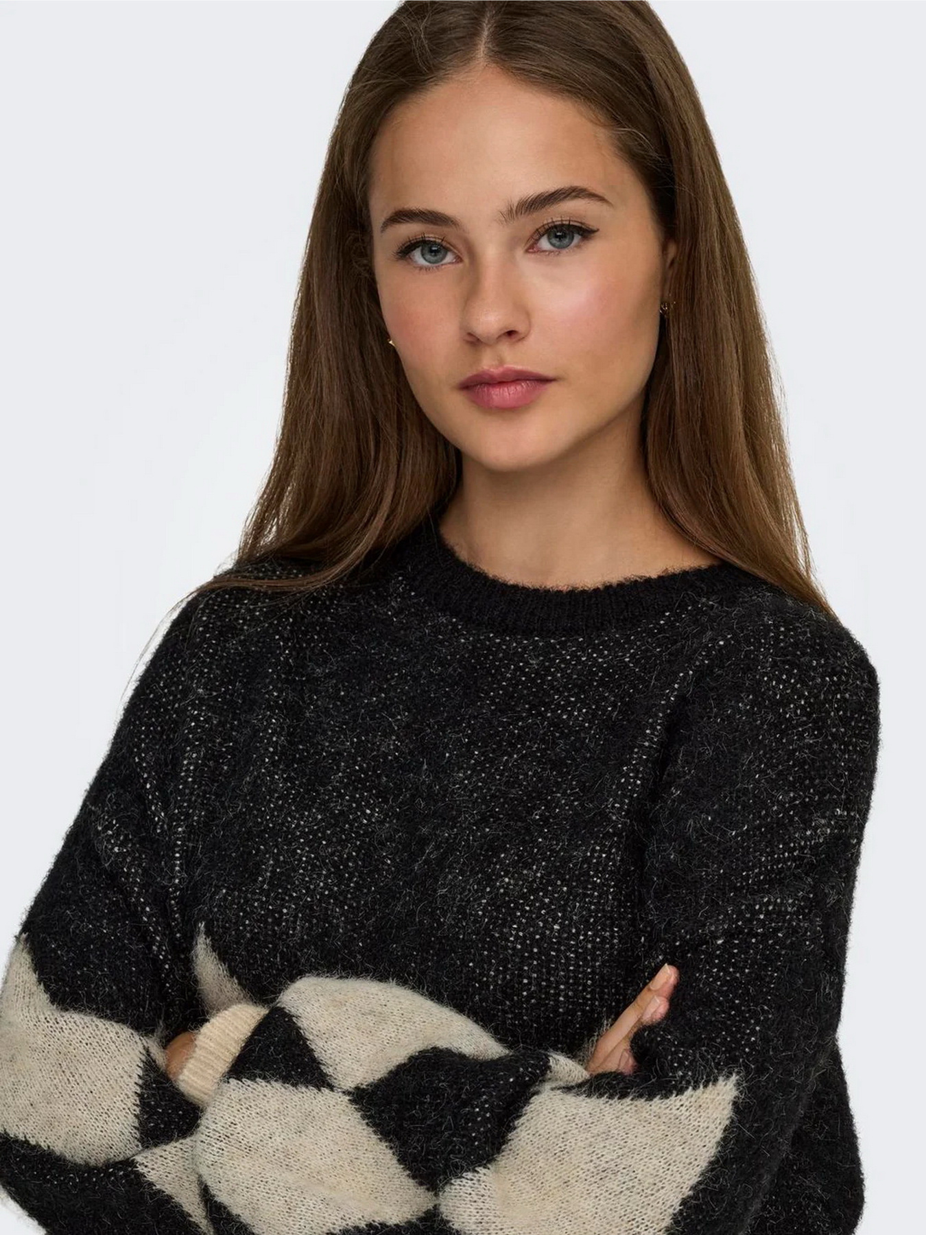 Джемпер Only модель 15353226_Black Biscotti/Melange/Har Фото