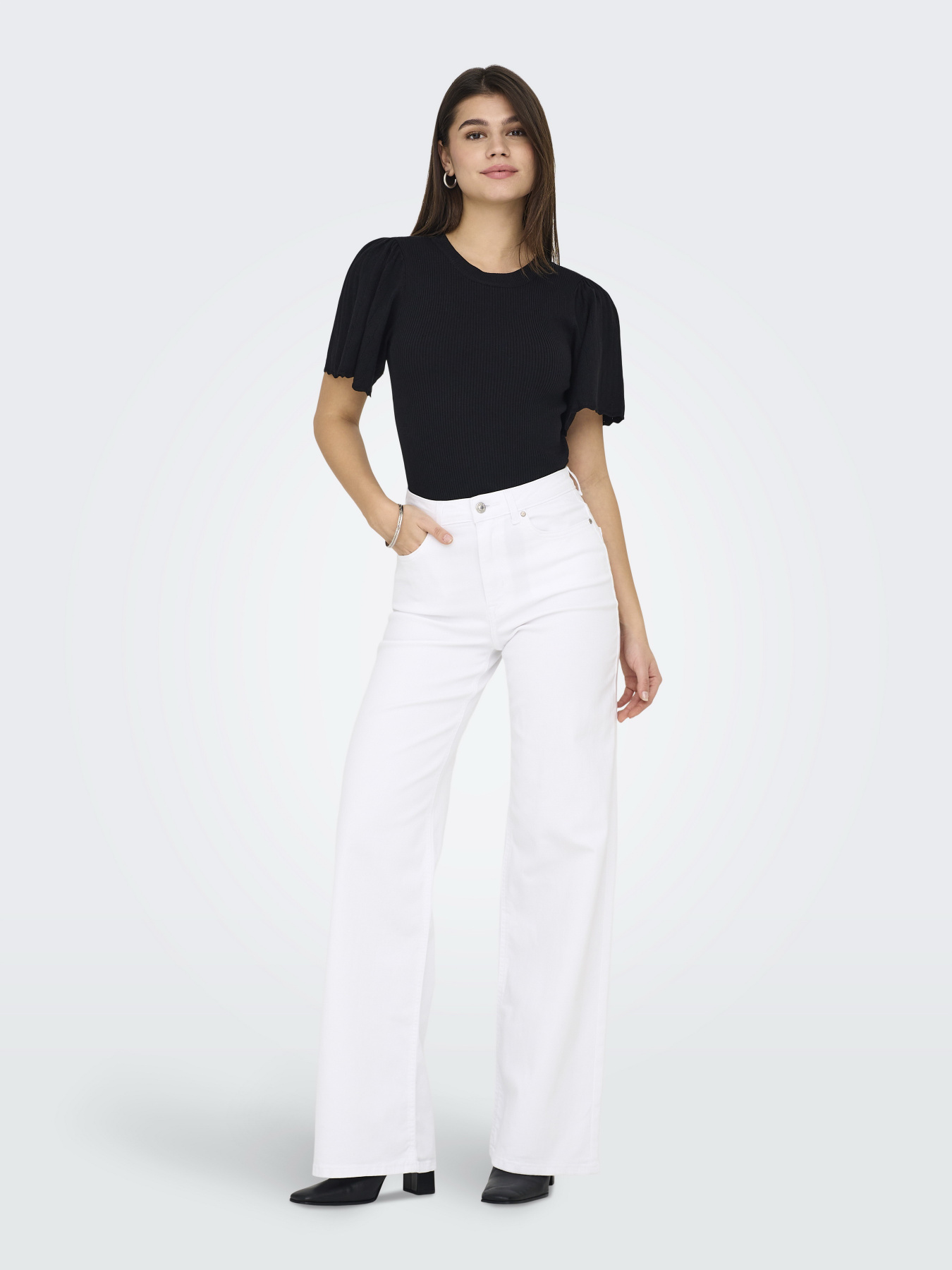 Широкие джинсы Only модель 15310632_White Широкие джинсы Only модель 15310632_White Фото