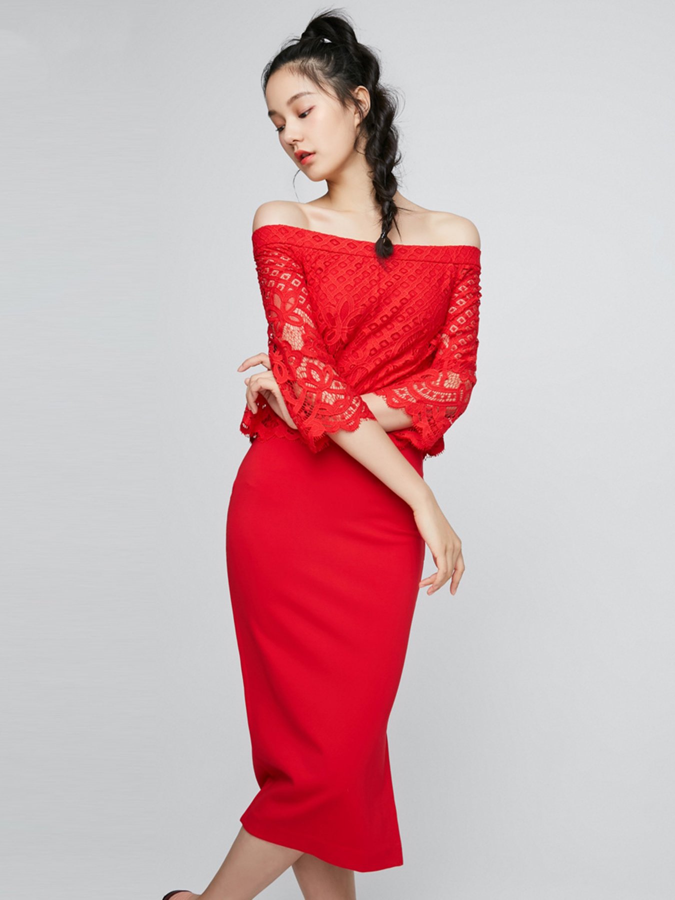 Сукня міді Only модель 117161516F17_червоний Фото