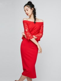 Сукня міді Only модель 117161516F17_червоний Фото