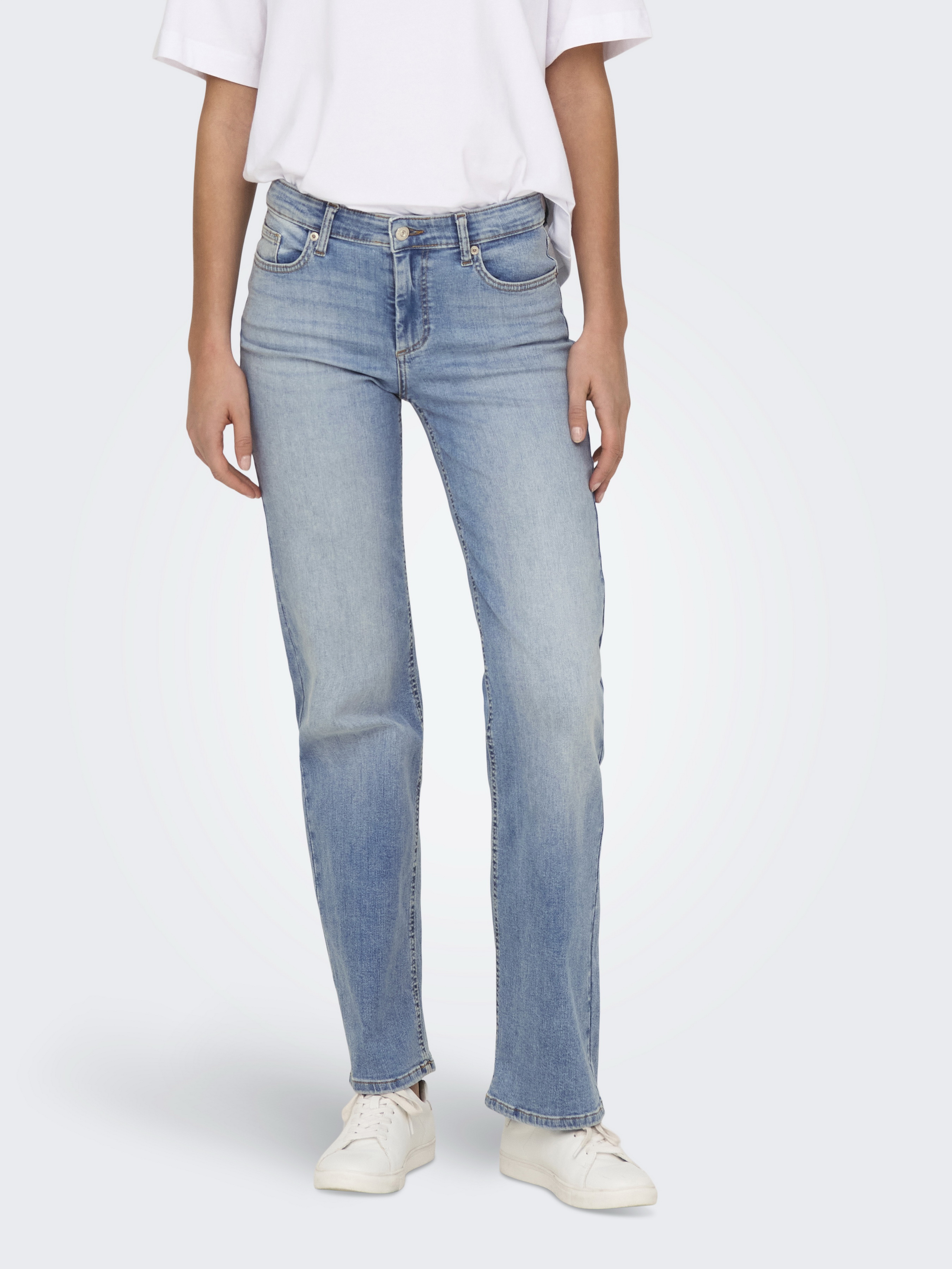Бавовняні Жіночі Прямі джинси Only BLUSH MID STRAIGHT DNM (ONW921) колір блакитний