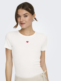 Футболка Only модель 15342939_Cloud Dancer RED HEART Фото