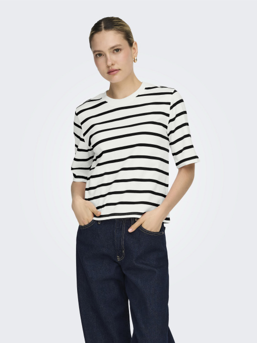 Футболки і поло Only SOPH S/S STRIPE TOP модель 15368524_Cloud Dancer Black Фото