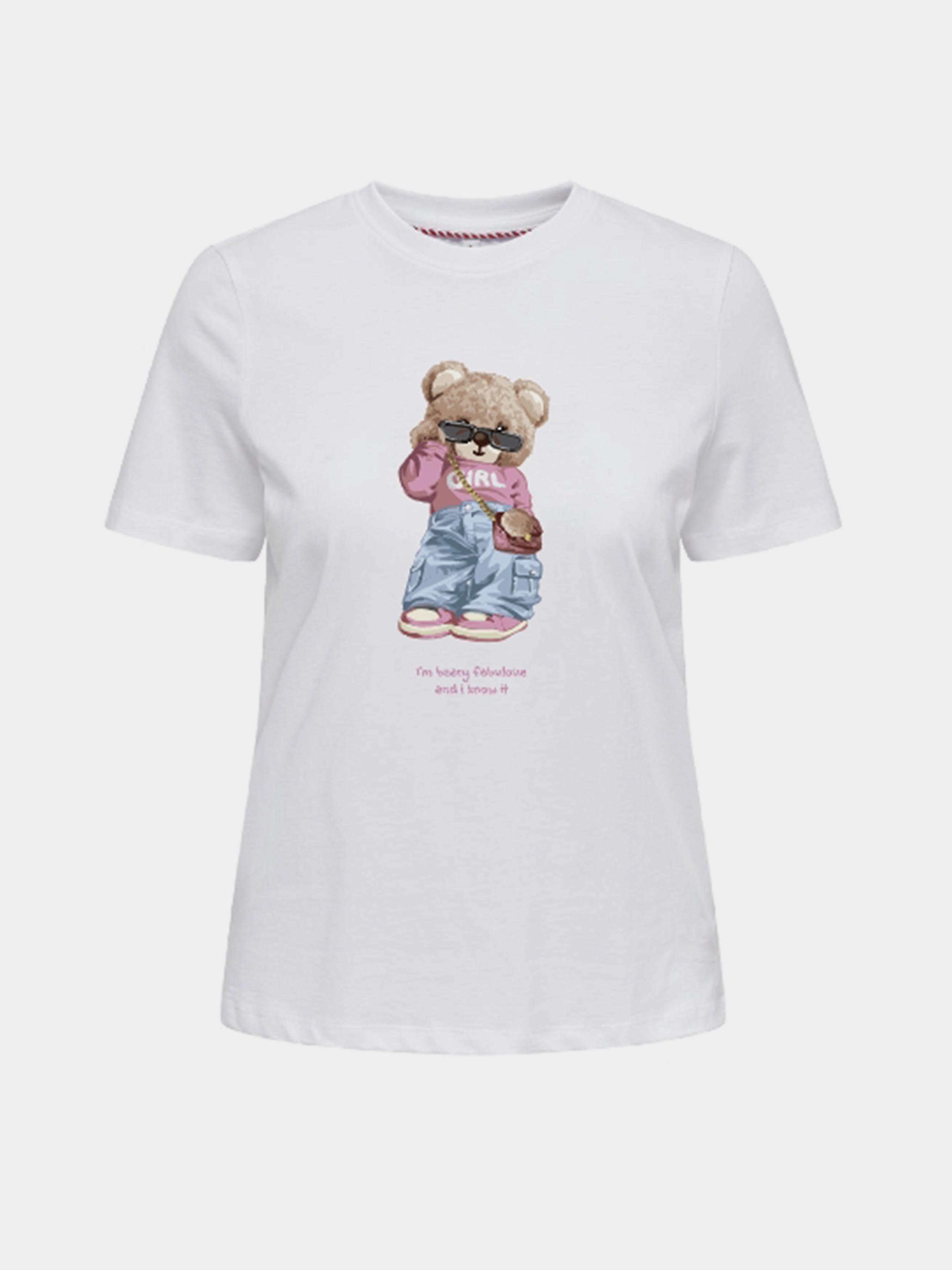 Бавовняна Жіноча Футболка Only KITA BEAR S/S TEE (ONW947) колір білий
