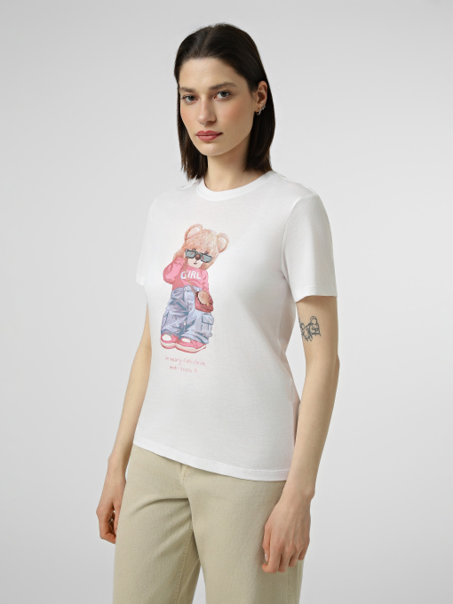 Футболки и поло Only KITA BEAR S/S TEE модель 15375338_Bright White Beary fabulou Фото