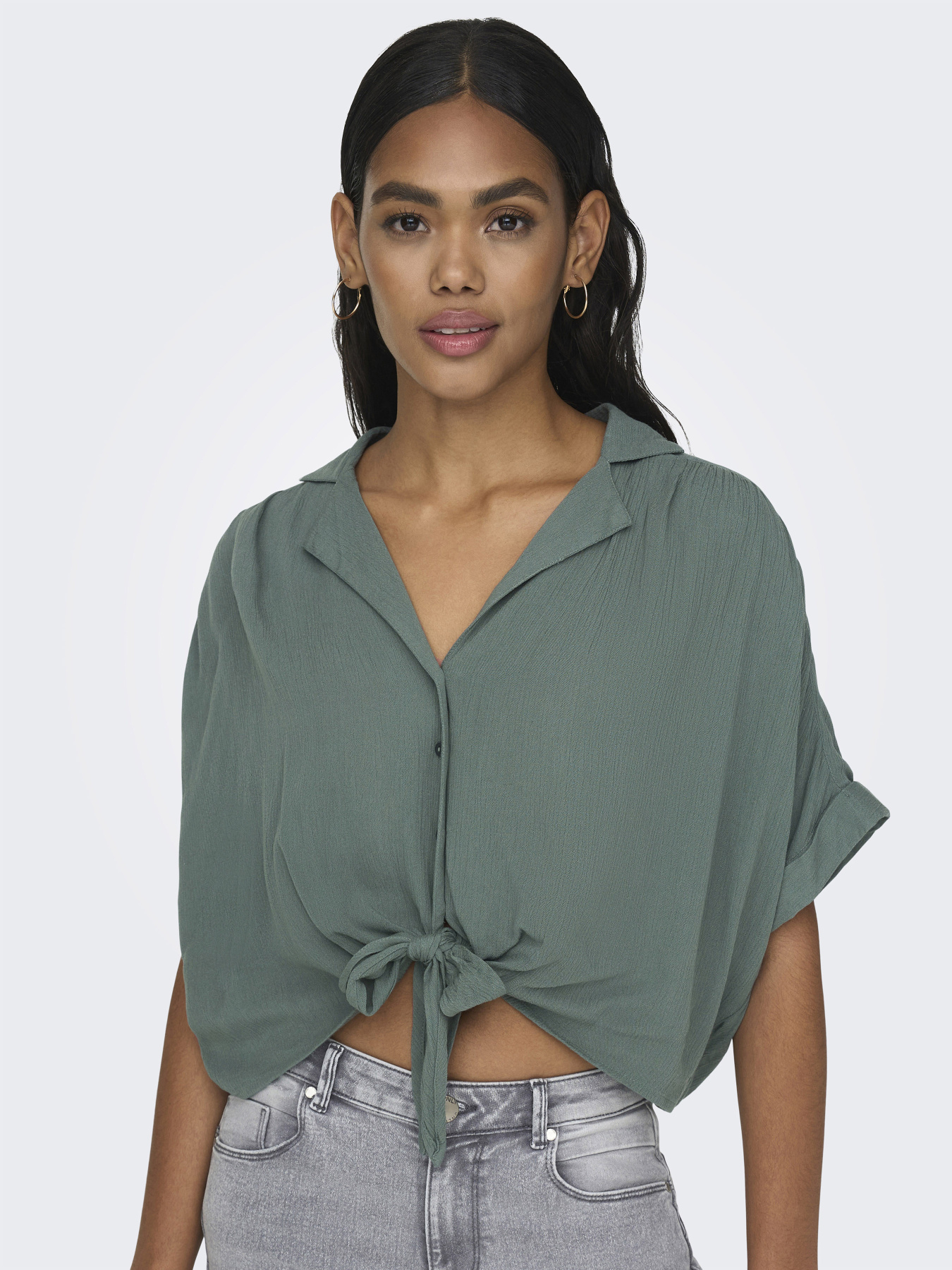 Сорочки Only PAULA LIFE S/S TIE SHIRT модель 15281497_Balsam Green Фото
