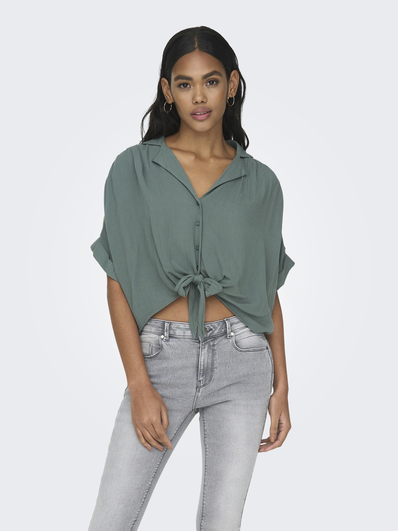 Сорочки Only PAULA LIFE S/S TIE SHIRT модель 15281497_Balsam Green Фото