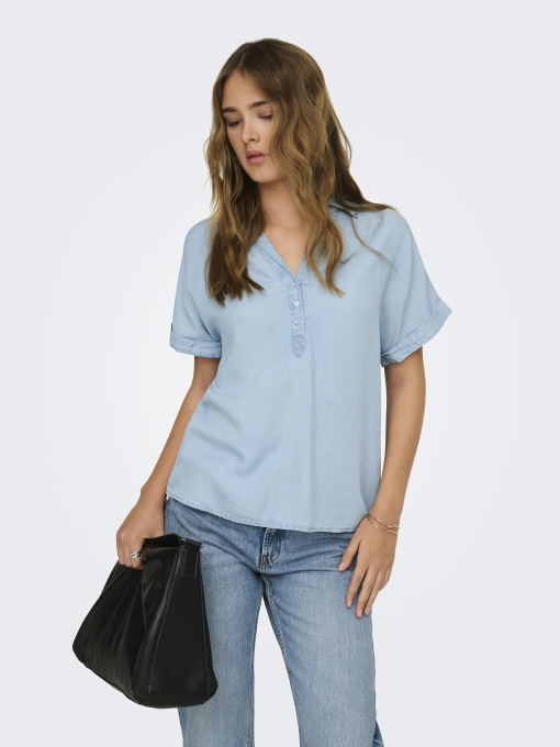 Рубашки Only CHARIS LIFE CAP SLEEVE SHIRT модель 15363976_Light Blue Denim Фото