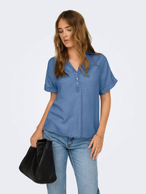 Рубашки Only CHARIS LIFE CAP SLEEVE SHIRT модель 15363976_Medium Blue Denim Фото