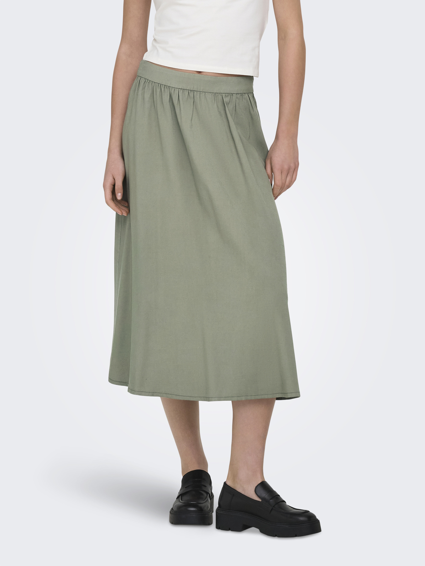 Юбки Only ARIS LIFE PULL UP LONG SKIRT модель 15364190_Smokey Olive Фото