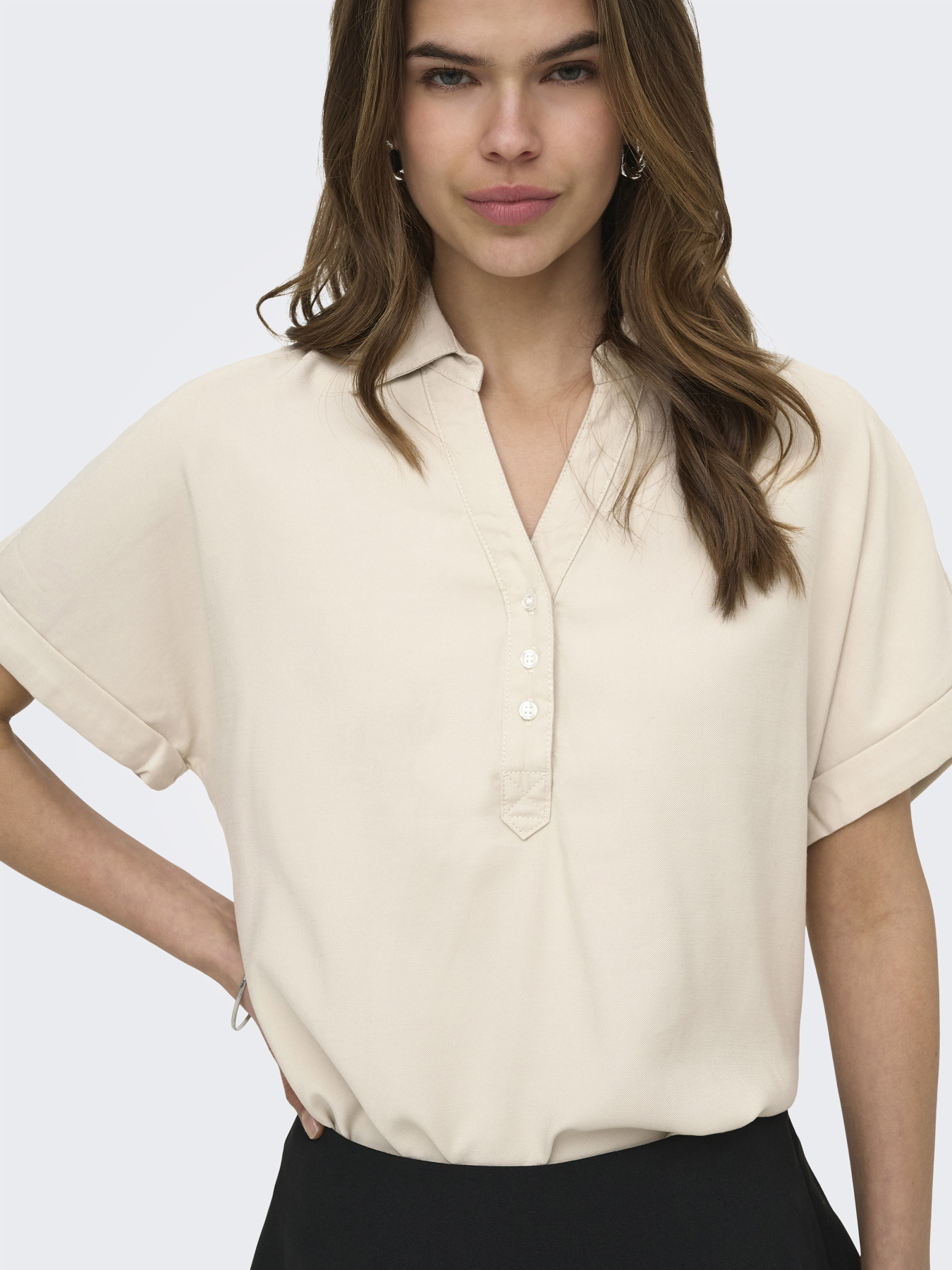 Рубашки Only ARIS LIFE CAP SLEEVE SHIRT модель 15364279_Pumice Stone Фото