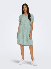 Платья Only ZALLY LIFE S/S THEA DRESS модель 15262674_Chinois Green White leafs Фото