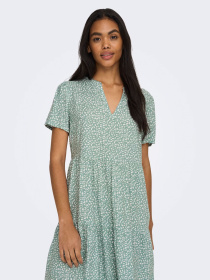 Платья Only ZALLY LIFE S/S THEA DRESS модель 15262674_Chinois Green White leafs Фото