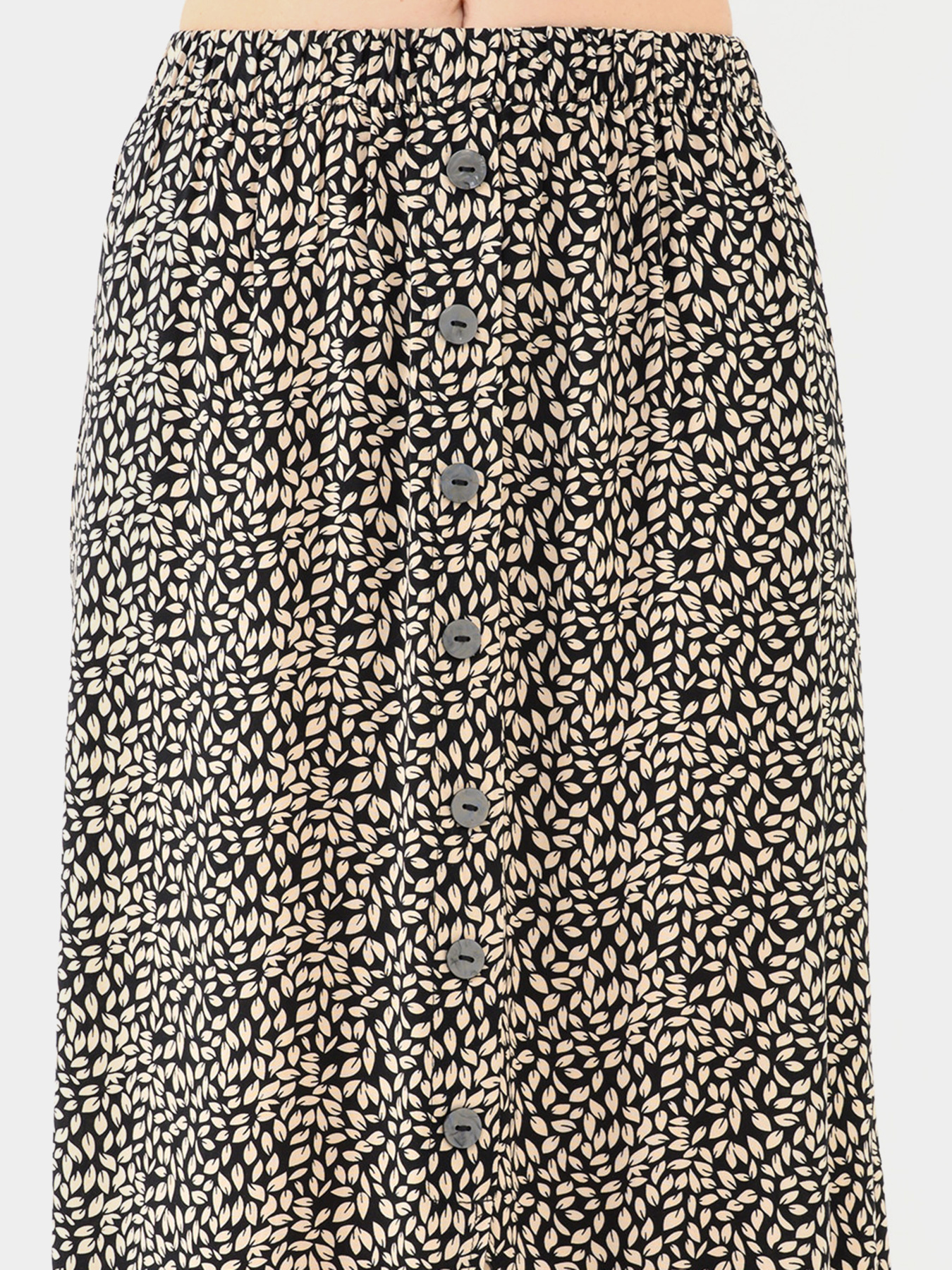 Юбки Only NOVA LIFE VIS BUTTON SKIRT модель 15222223_Black 724 Coffee leaf Фото