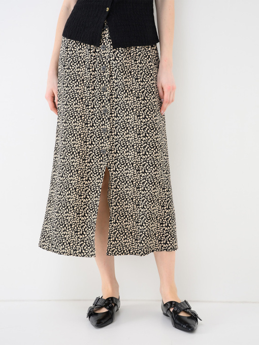 Юбки Only NOVA LIFE VIS BUTTON SKIRT модель 15222223_Black 724 Coffee leaf Фото