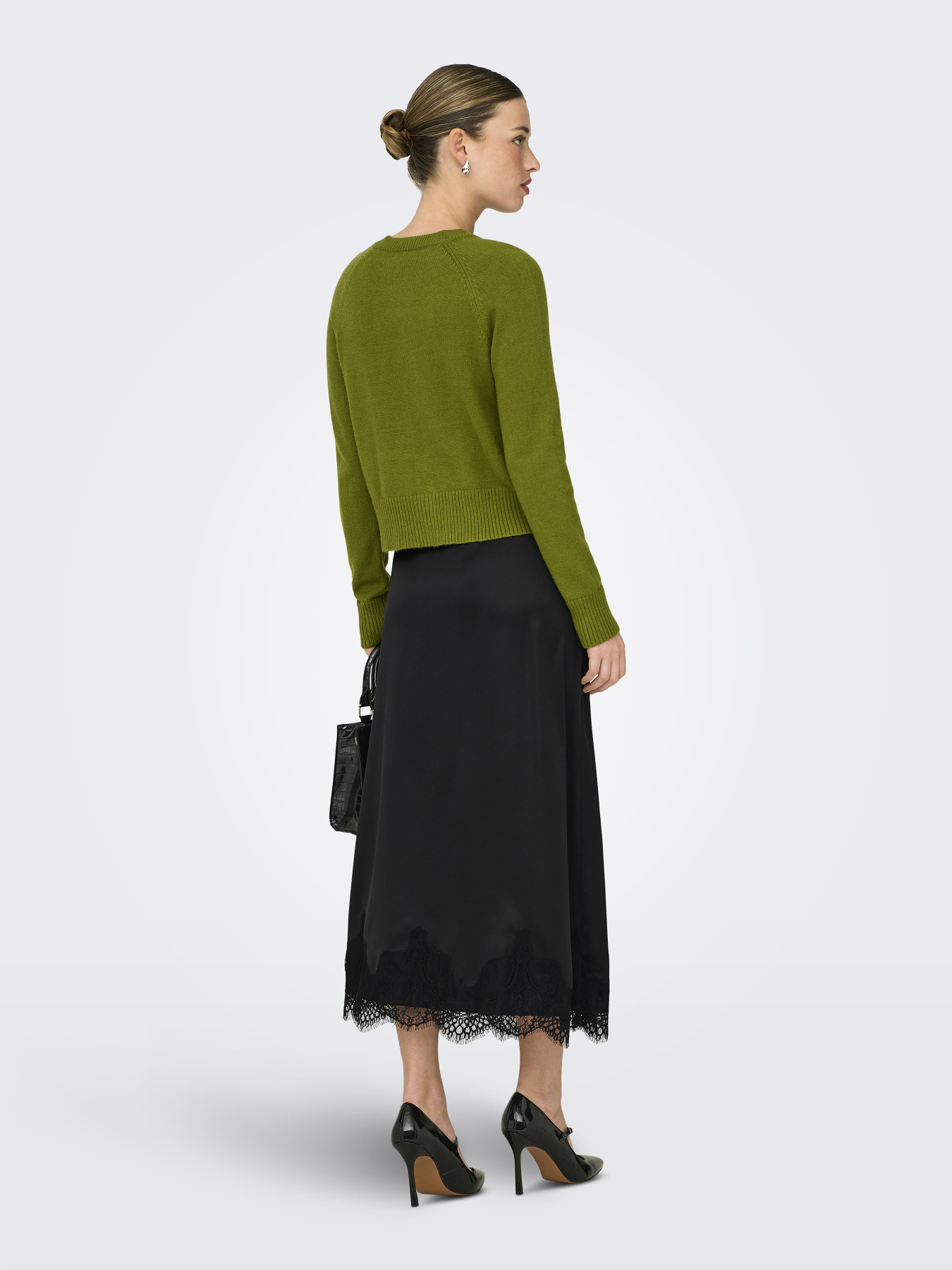Юбки Only BELLA SATIN LACE SKIRT модель 15380523_Black Фото