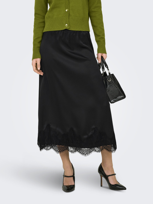 Спідниці Only BELLA SATIN LACE SKIRT модель 15380523_Black Фото